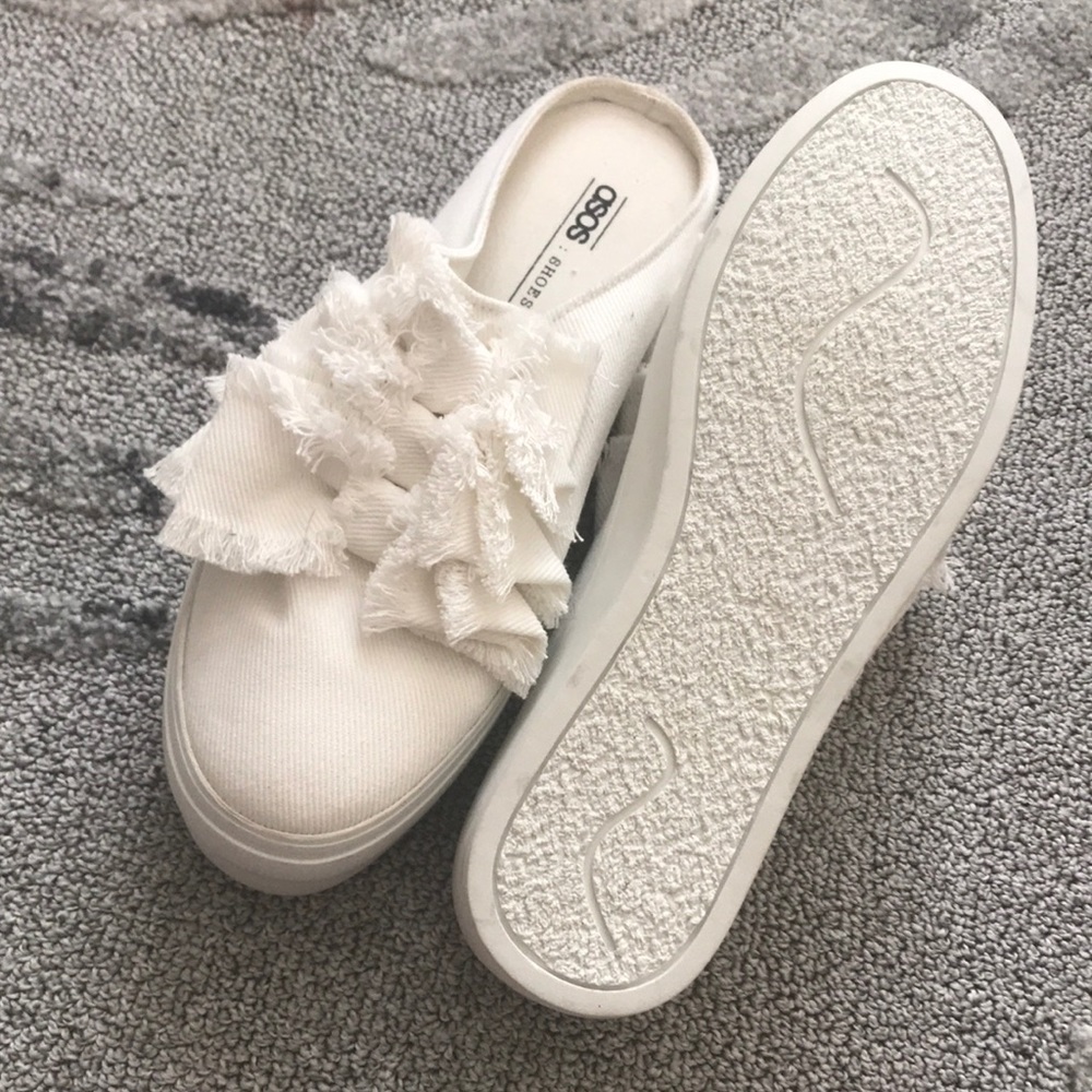 Asos White Bow A Platform Slides Size 6 New - image 3